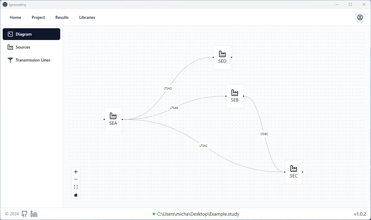 Screenshot of Transmission lines Electron App